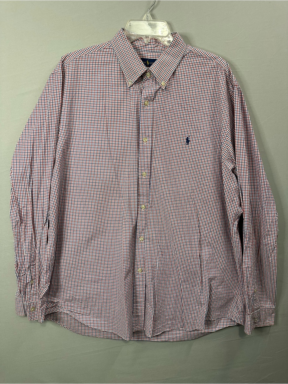 Ralph Lauren Men’s Red & White Mini Check Button-Down Shirt